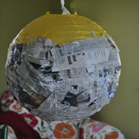 paper mache-ing over the paper lantern base